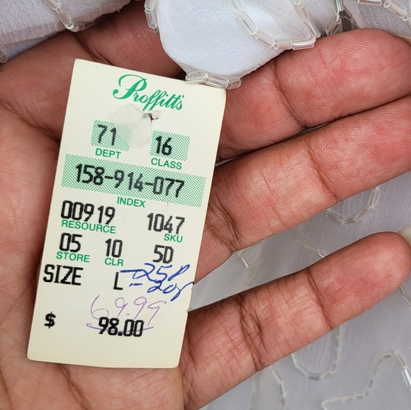 Vintage White and Taupe Beaded Cocktail Dress - Picture 10 of 10